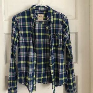 Plaid button-up shirt